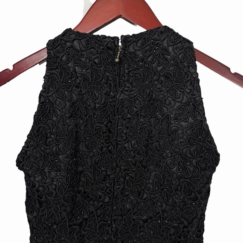 VTG Whimsigoth Carmen Marc Valvo Beaded Black Lace Halter Evening Top Blouse 8 - Picture 7 of 10